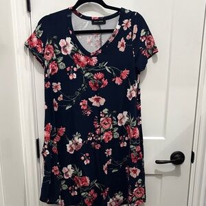 Navy Blue Floral Midi Dress by Max Studio